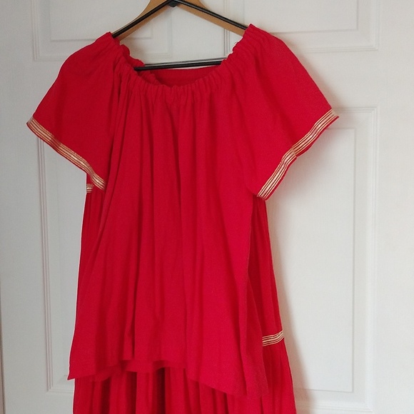 HARI red 3 tiered skirt matching blouse M Fiesta outfit - Picture 2 of 7